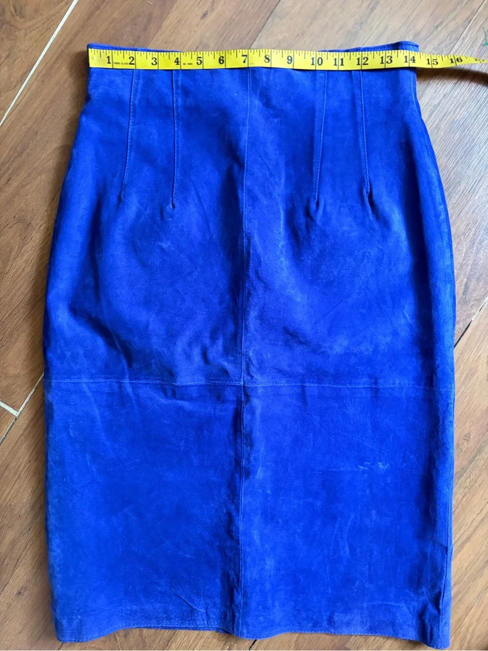Vtg 80s cobalt blue suede skirt set NOS